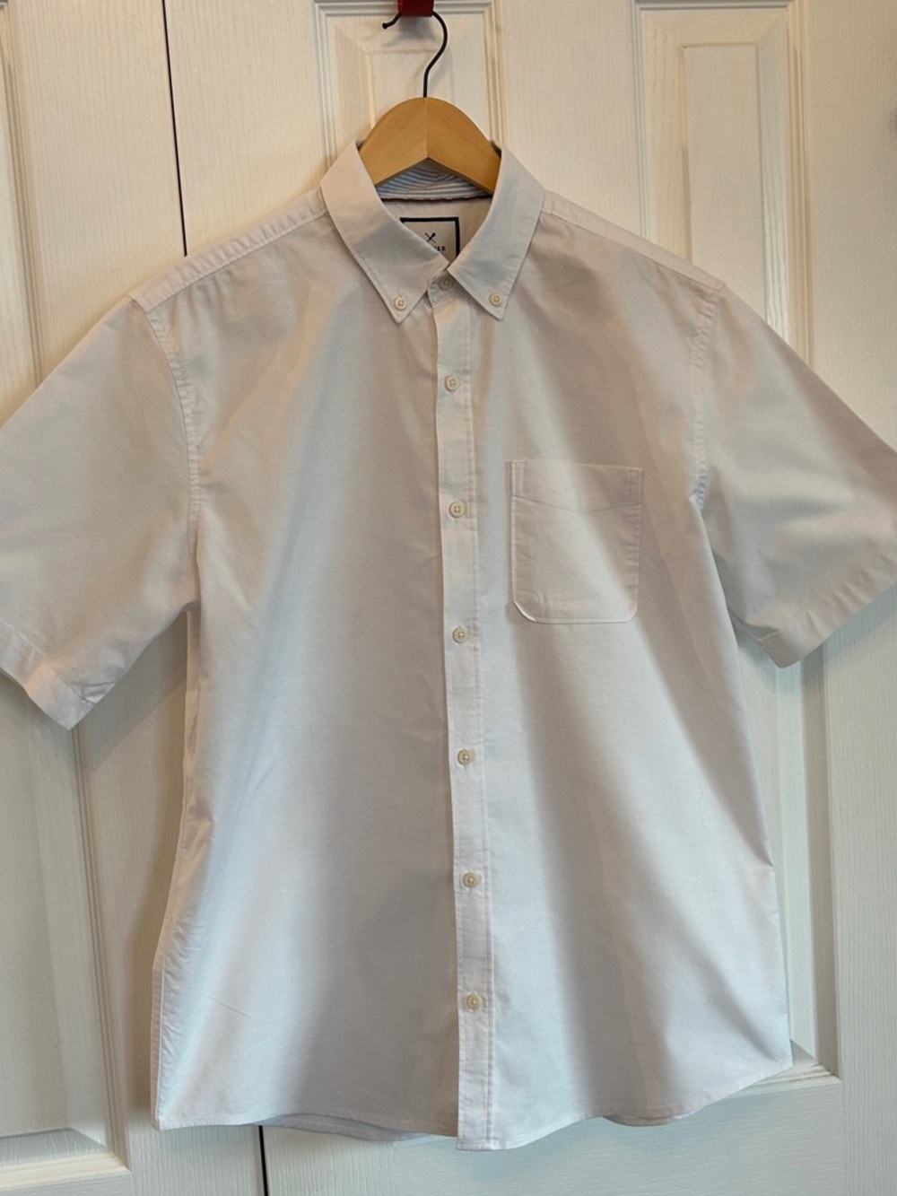 Denver Hayes White 100% Cotton Short Sleeve Button Down Shirt M